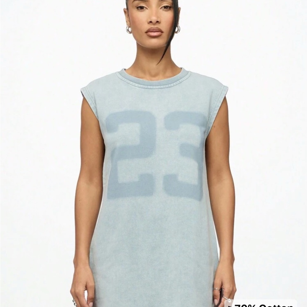 Women's Blue Sleeveless Sweatshirt Dress🦋